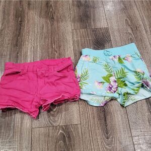 Girls Shorts Size 8-10 Pink and Floral Kids Shorts Set 2 Pieces